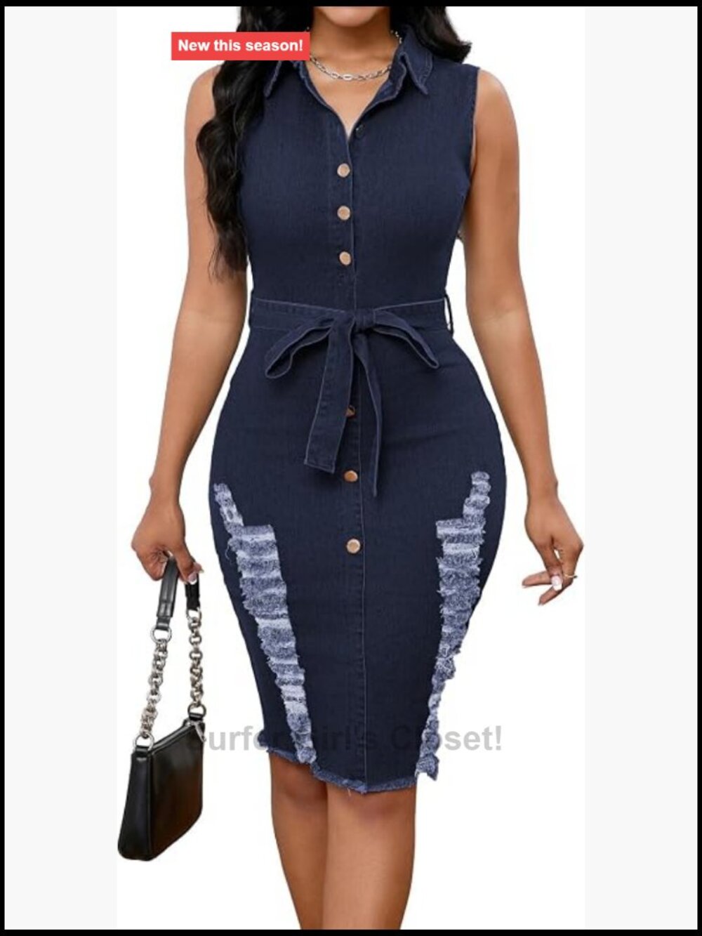 Women's High Waist Stretchy Denim Mini Skirt Frayed Hem - Picture 1 of 5